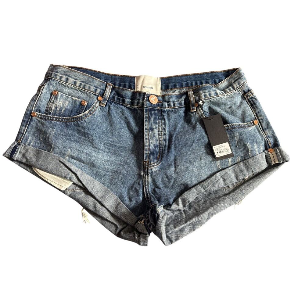 One Teaspoon Women's Pacifica Bandits‎ Low Waist Denim Shorts Size 32 NEW